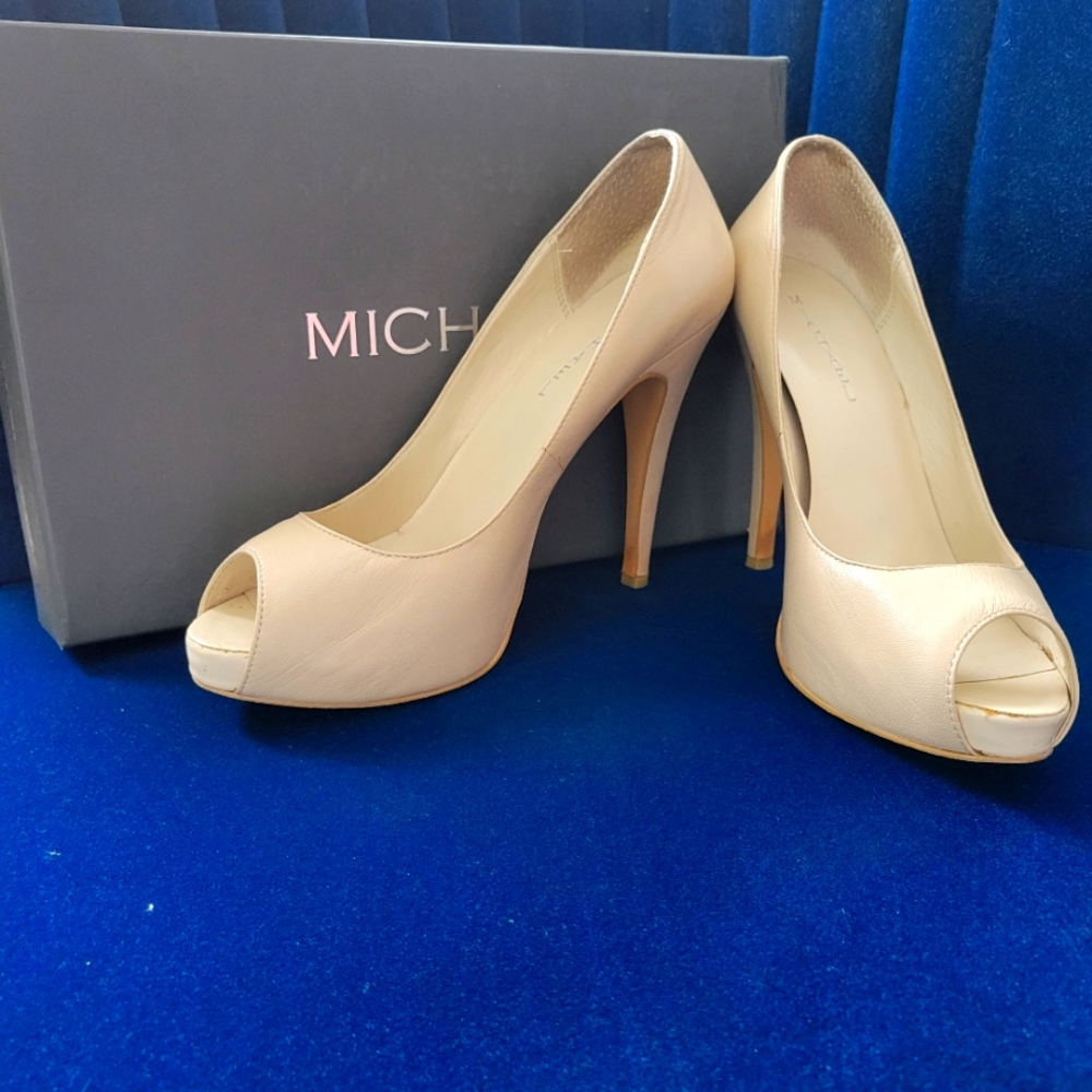 Beige Peep Toe Heels